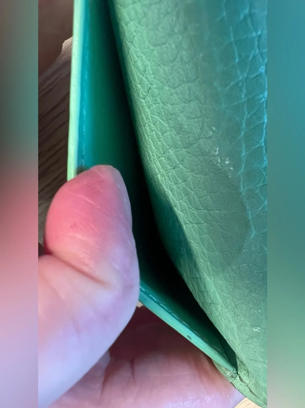 Louis Vuitton Mint Green Pebbled Leather Compact Wallet with LV Hardware